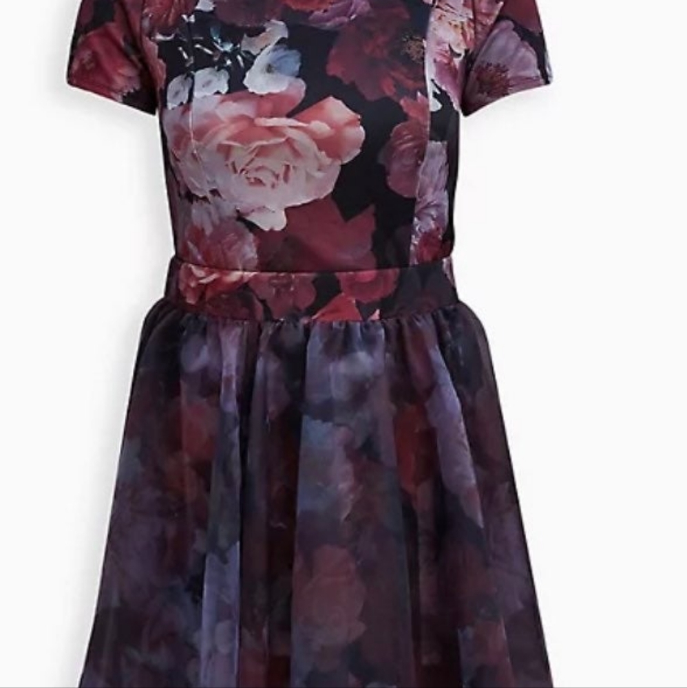 Torrid convertable scuba dress - organza floral black